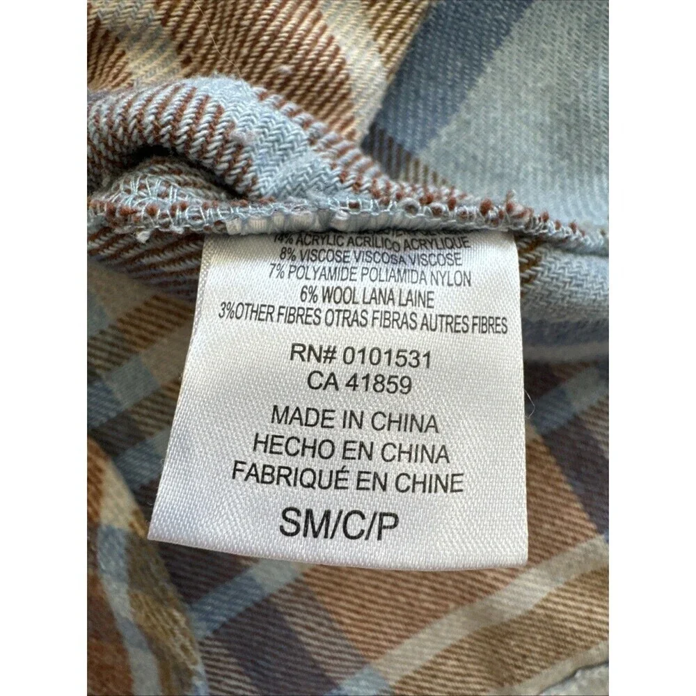 Ford Bronco Flannel Shirt Women’s S/M  Blue Plaid Western Oversized Shacket
